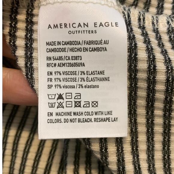 American Eagle Ribbed Striped Ruffle Tank Top Cami Size Medium - Picture 4 of 10